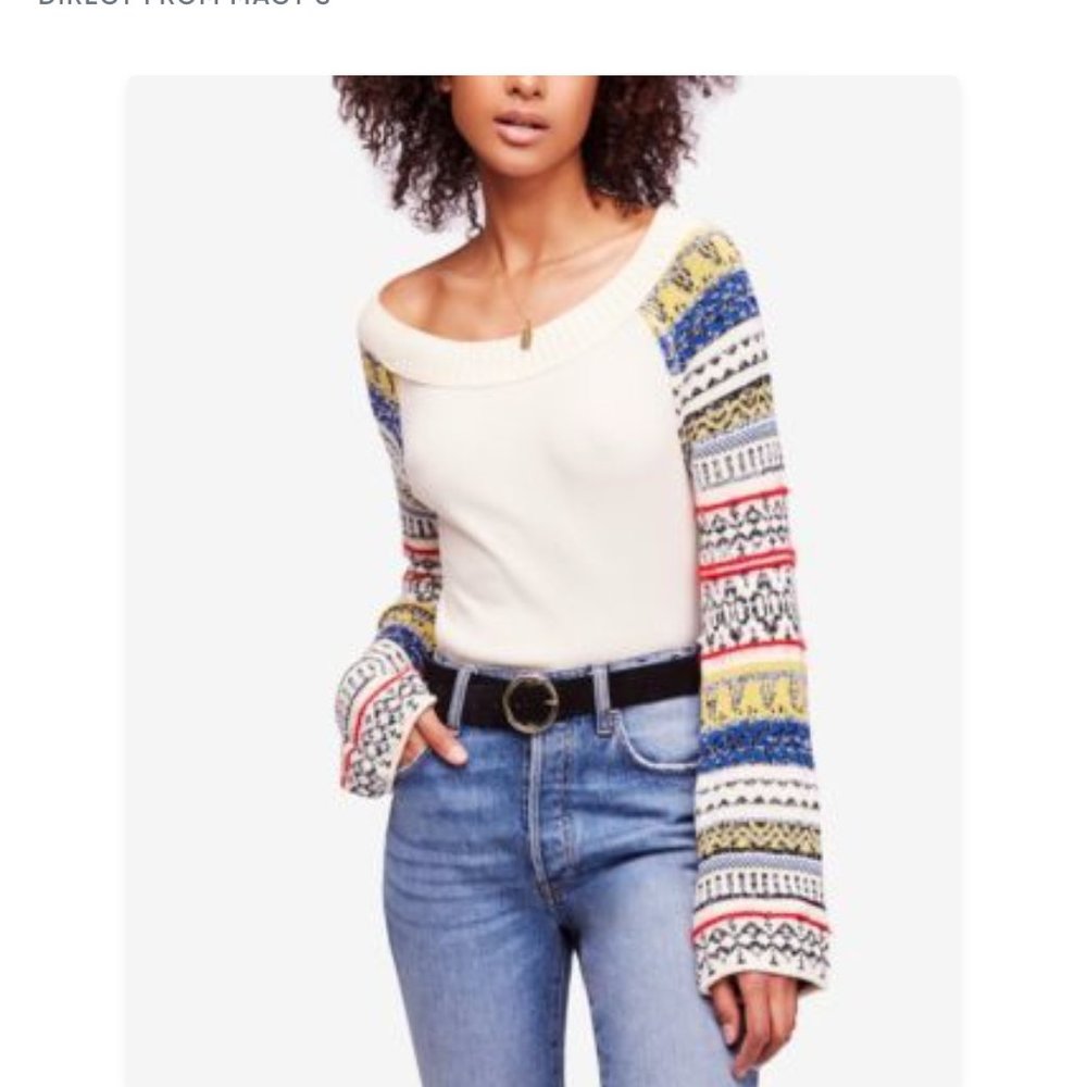 Free People Fairground Waffle Knit Long Sleeve Top